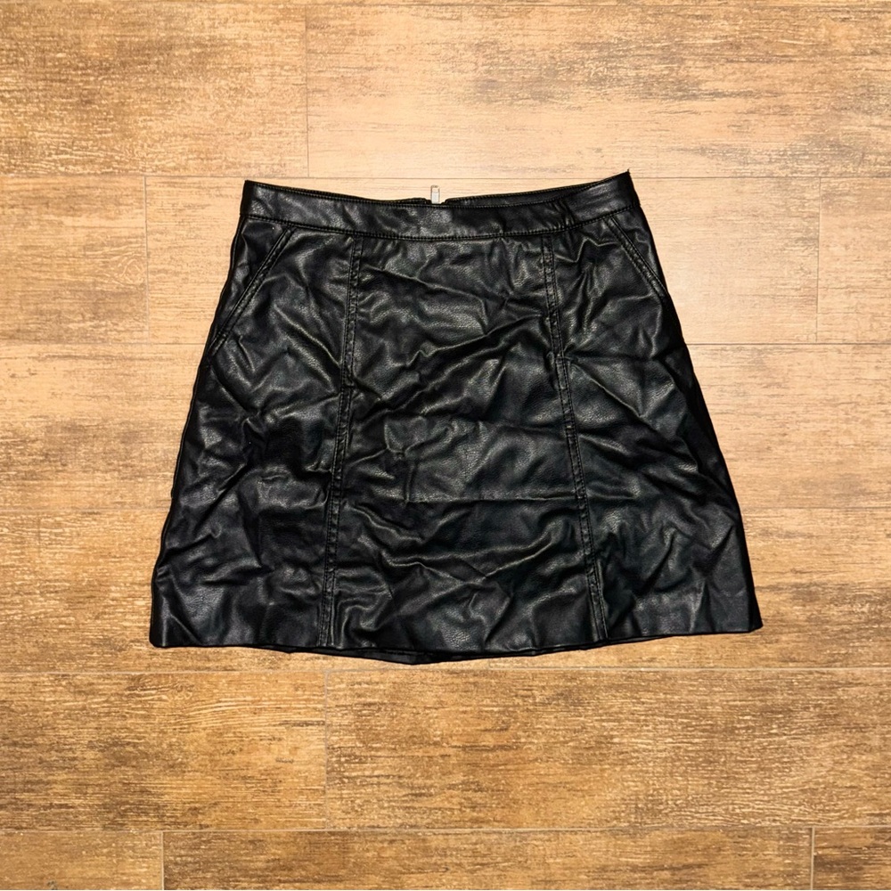 Black Faux Leather Skirt